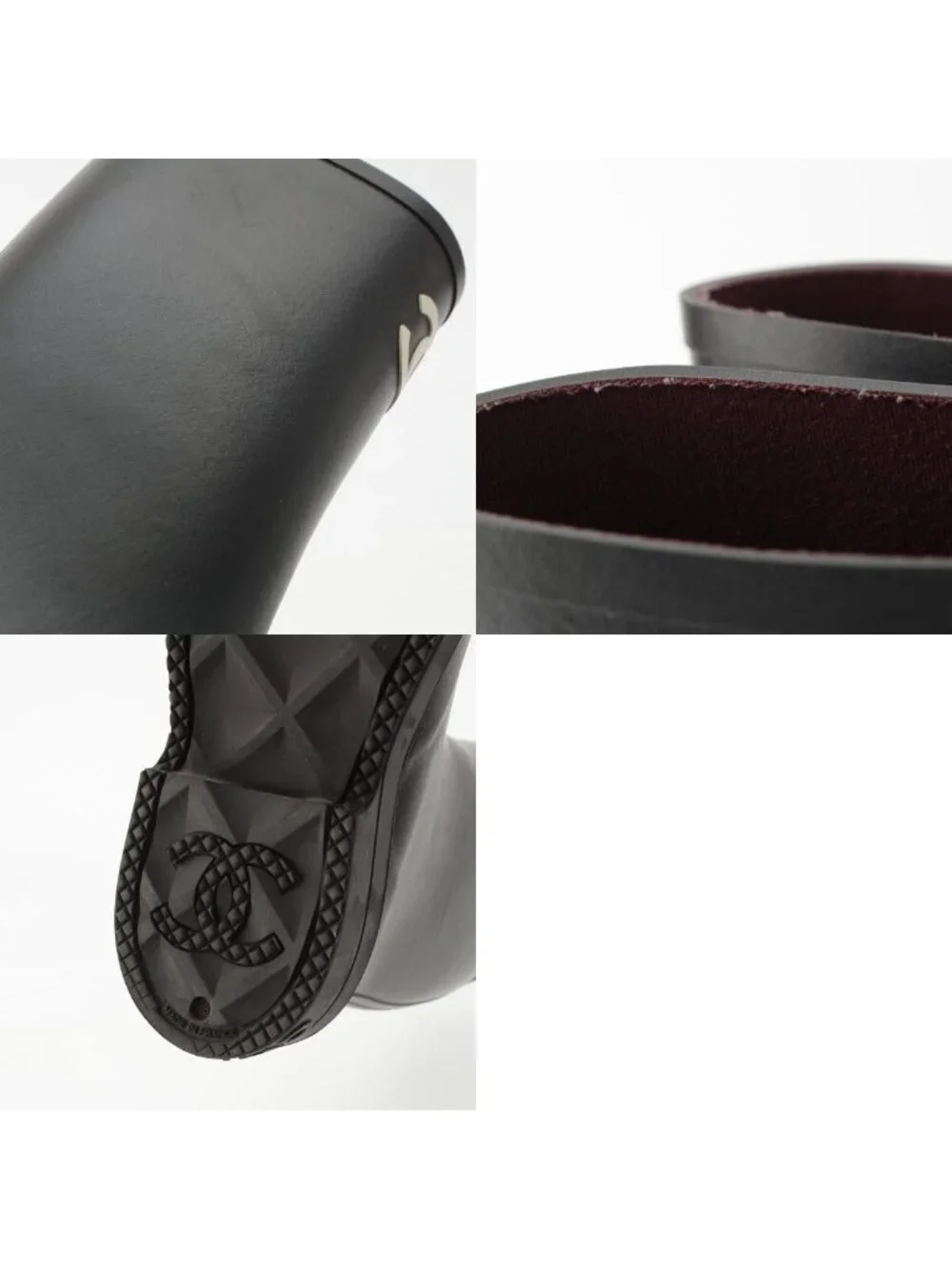 Chanel Rubber CC Logo Rain Shoes Boots Black